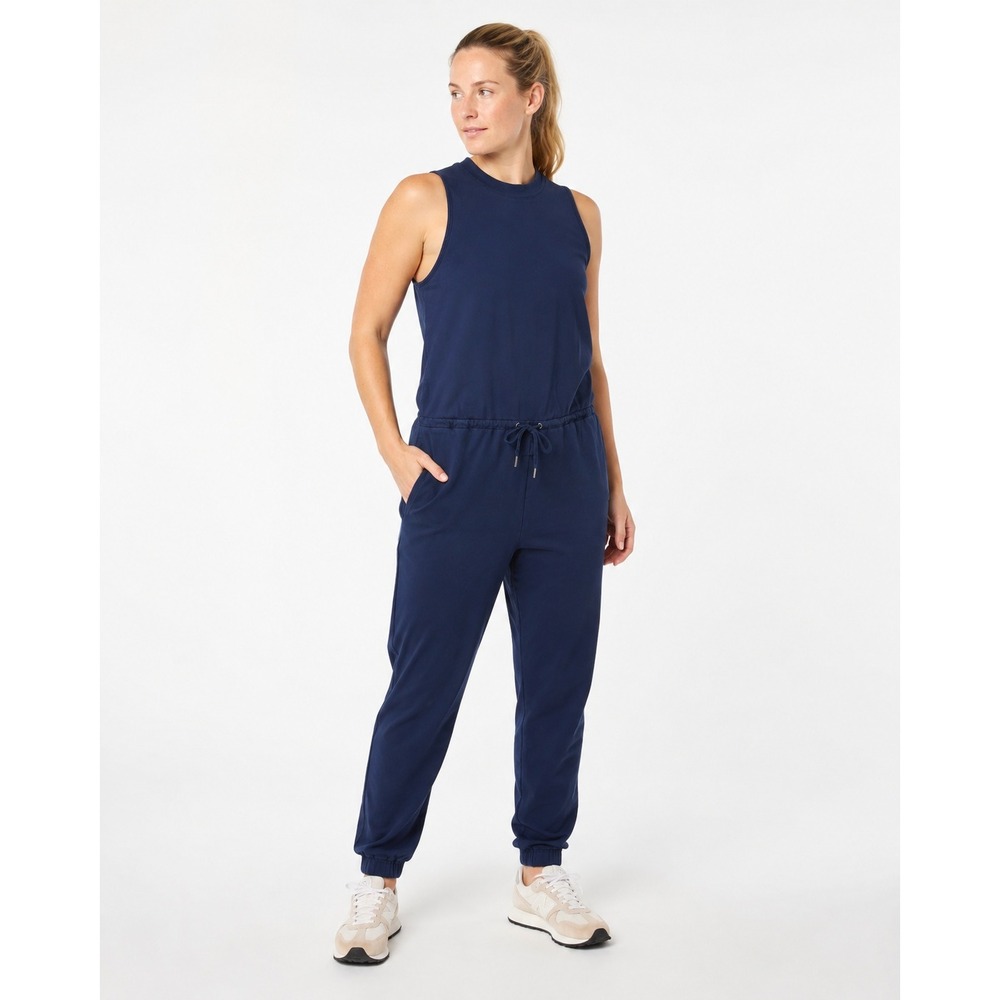 Sweaty Betty Kaya Jumpsuit US 12 XL Navy Sleeveless Drawstring Jogger Pockets